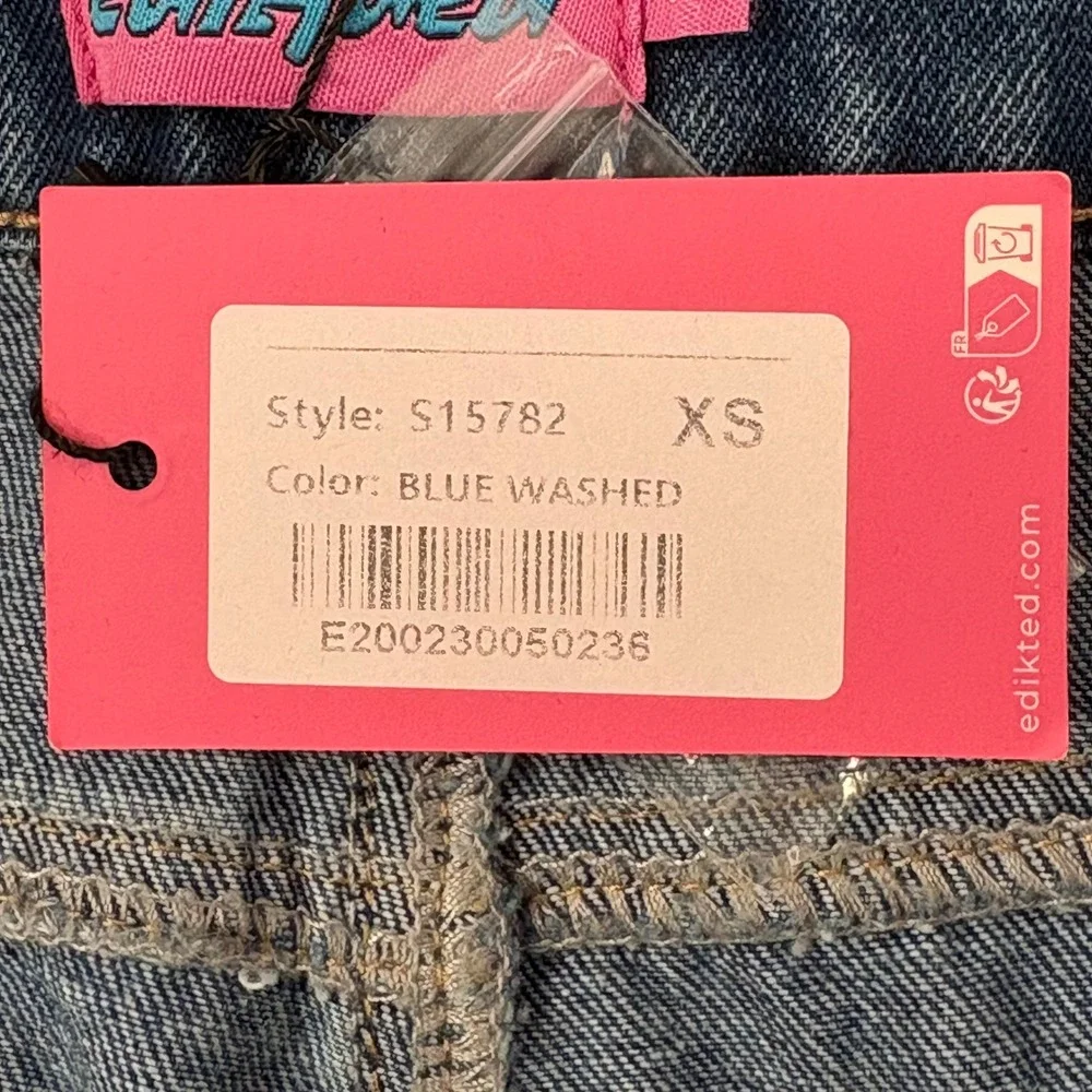 Edikted Wide Leg Jeans Womens XS Blue Washed High Rise 100% Cotton NWT - Picture 6 of 13